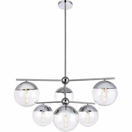 CLING Eclipse 6 Lights Pendant Ceiling Light with Clear Glass, Chrome CL2222477